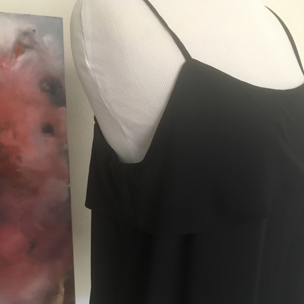 Veronica M, chiffon black spaghetti strap top